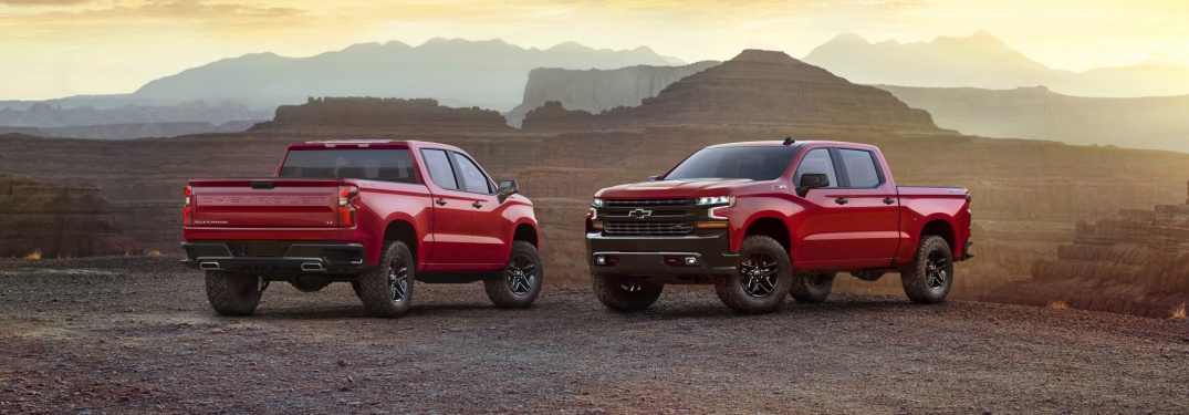 2019 Chevy Silverado 1500 red front and back view