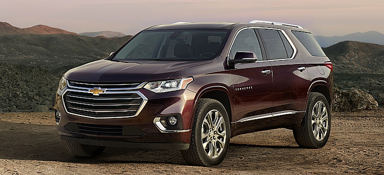 2018 Chevy Traverse maroon front side view