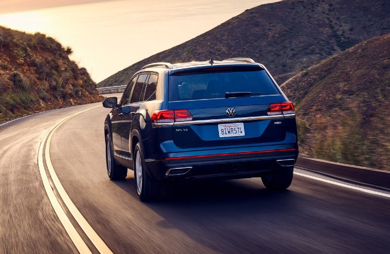 2021 Volkswagen Atlas drives up a highway