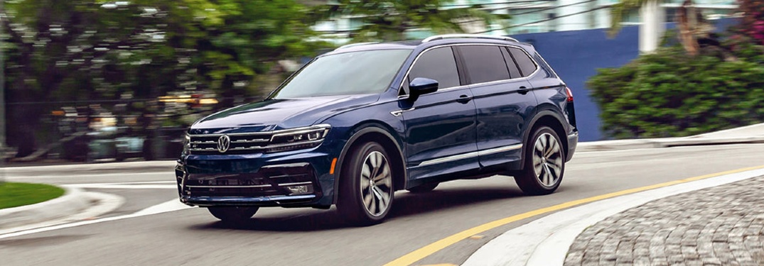 2021 Volkswagen Tiguan drives along a highway