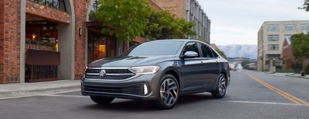 View of the 2022 Volkswagen Jetta on the road