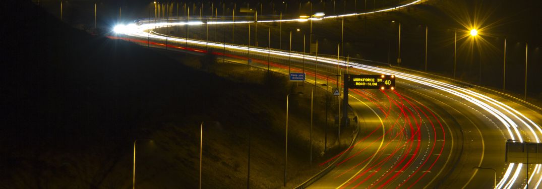 Curvy road at night