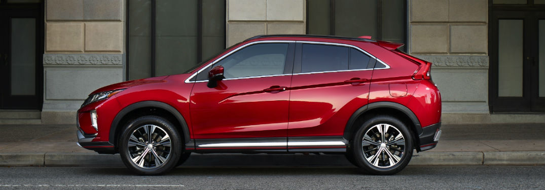 side exterior of a red 2019 Mitsubishi Eclipse Cross