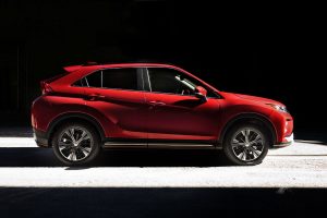 side view of a red 2019 Mitsubishi Eclipse Cross