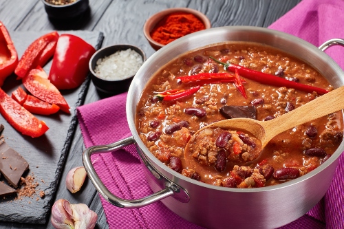 pot of chili on a table
