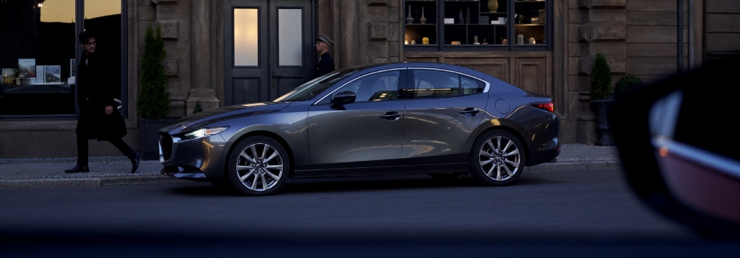 2021 Mazda3 Sedan parked near city apartment