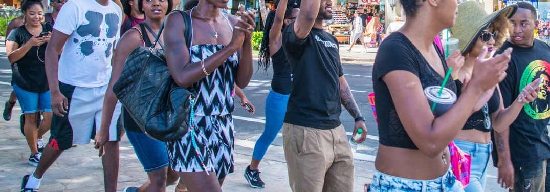 group of people marching