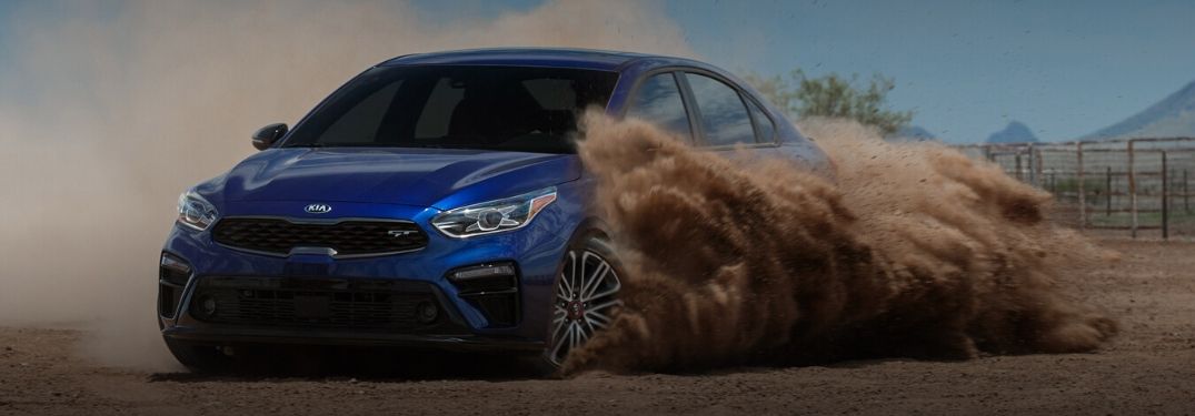 Exterior view of a blue 2020 Kia Forte