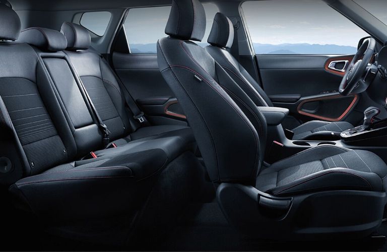 Interior view of the seating available inside a 2020 Kia Soul