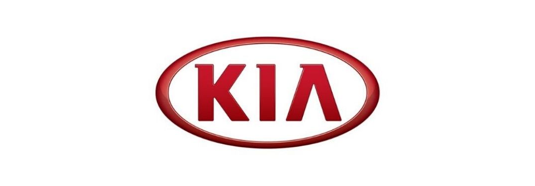 Red Kia log against a white background