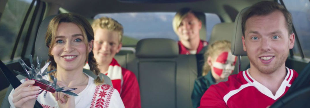 Family of soccer fans riding in the Volkswagen Tiguan