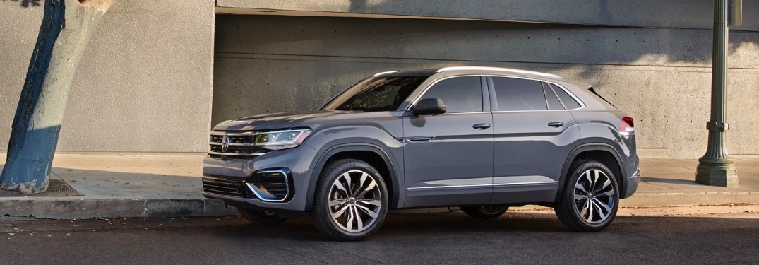 2020 VW Atlas Cross Sport grey exterior driver side parked on side of street