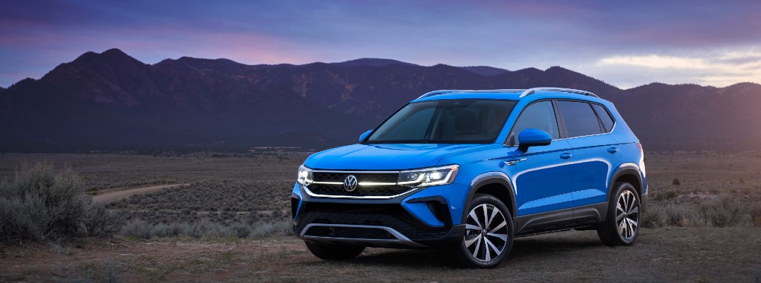 A front left look at the 2022 Volkswagen Taos.