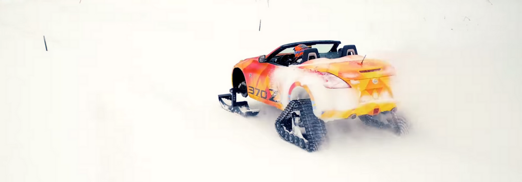Yellow Nissan 370Z equipped to handle all snowy conditions