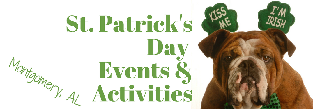 St. Patrick's Day Events & activities Montgomery next to a bulldog