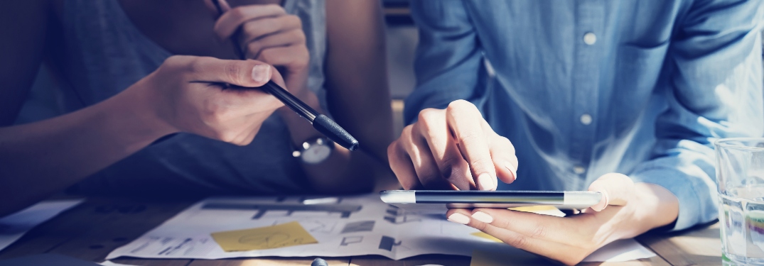 Couple looking at financials together