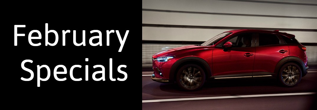 February Specials title and a red 2019 Mazda CX-3