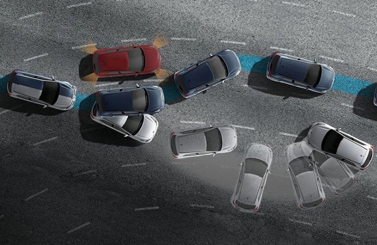 Visual representation of the 2020 Kia Rio active safety features