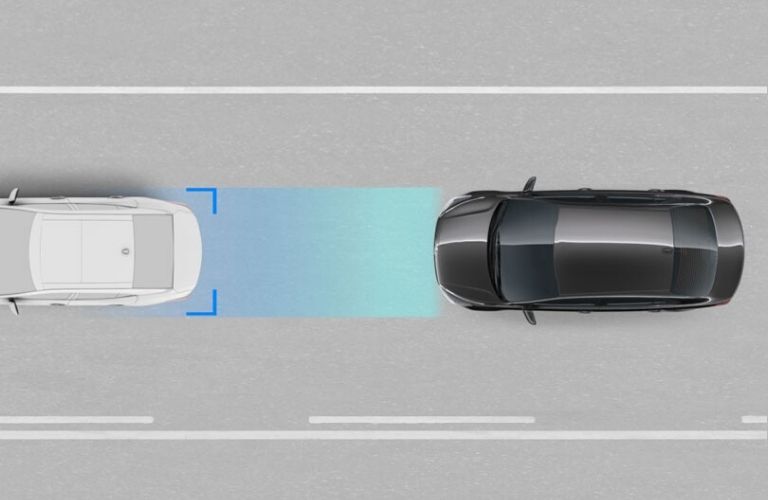 Visual representation of the 2020 Kia Rio Forward Collision-Avoidance Assist feature