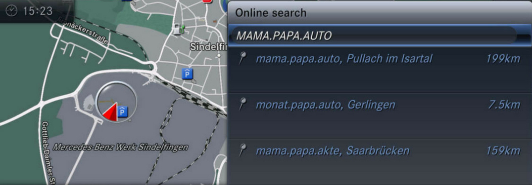 whats3words navigation technology in mercedes-benz vehicle