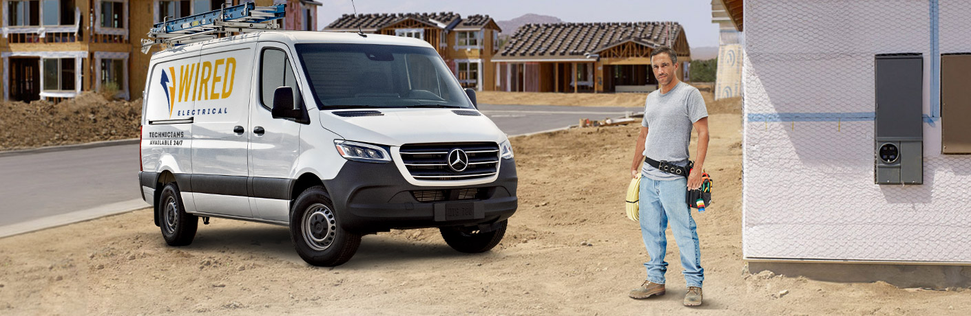 mercedes-benz sprinter crew van with man