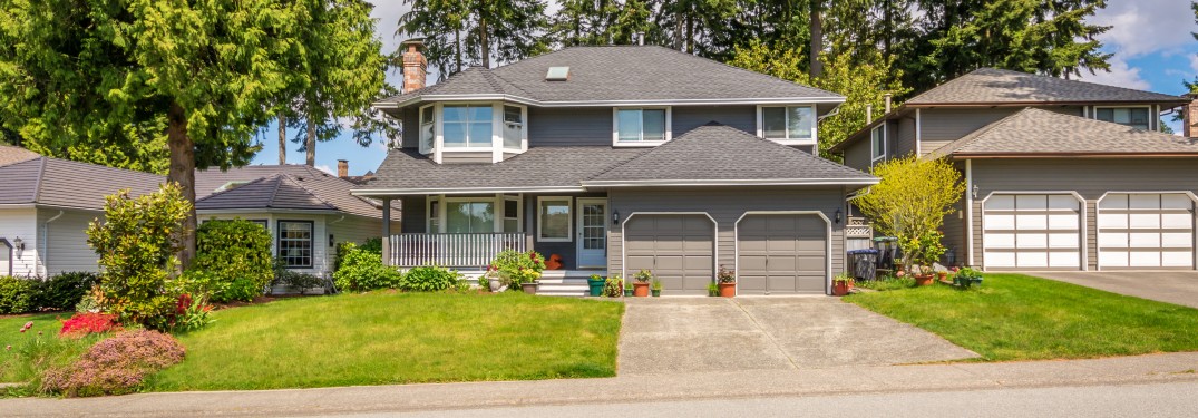 a suburban house with a garage