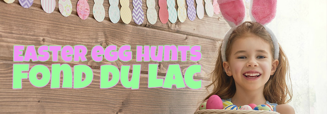 Easter egg hunts in Fond du Lac with a girl in rabbit ears