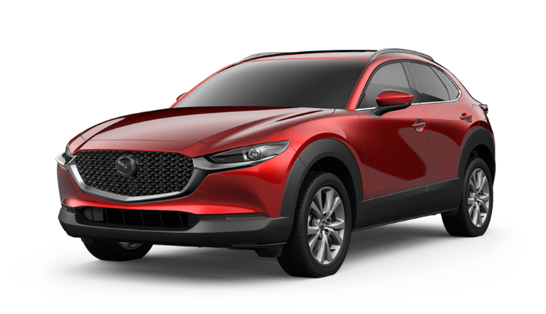 2020 Mazda CX-30 side view in Soul Red Crystal Metallic