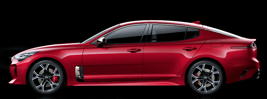 2018 Kia Stinger Red Exterior Side View with Black Background