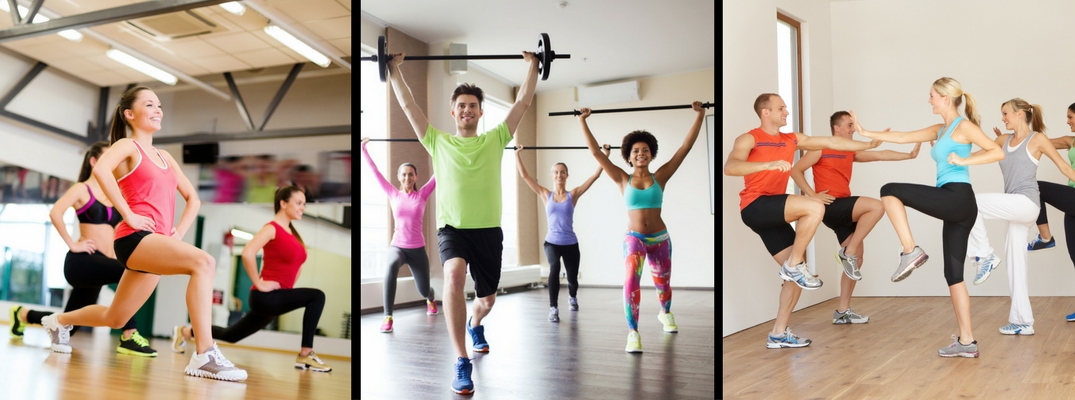 Three Groups of People Exercising