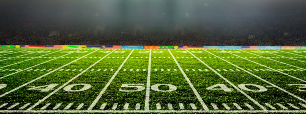 Football Field with bright stadium lights