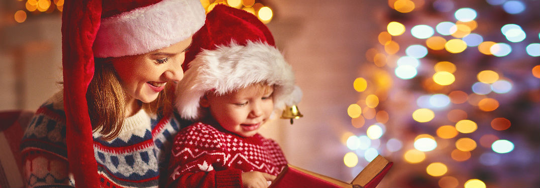 Mother and child in Christmas attire