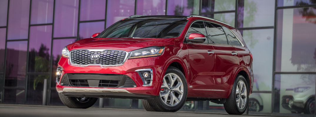 Front view of red 2020 Kia Sorento