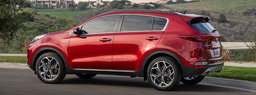 Side view of red 2020 Kia Sportage