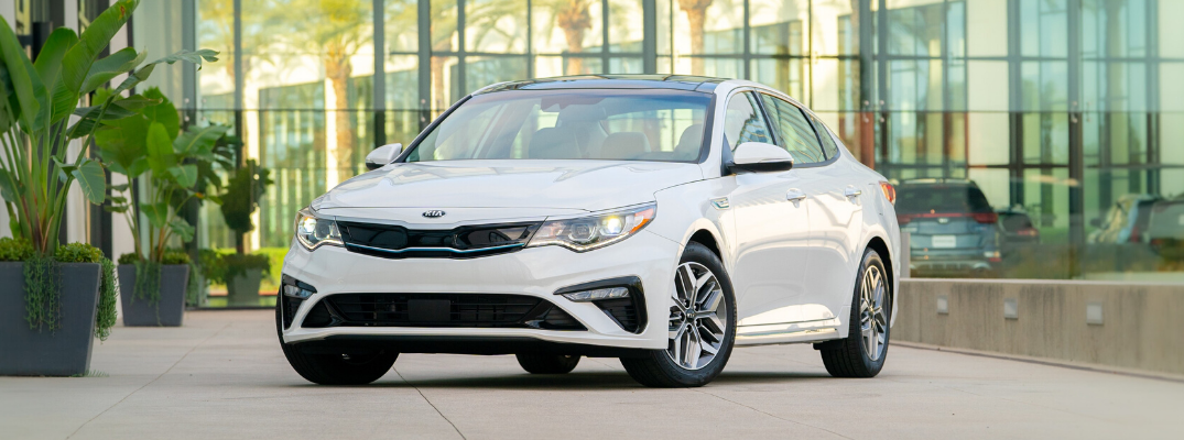 Front view of 2020 Kia Optima Hybrid Snow White Pearl