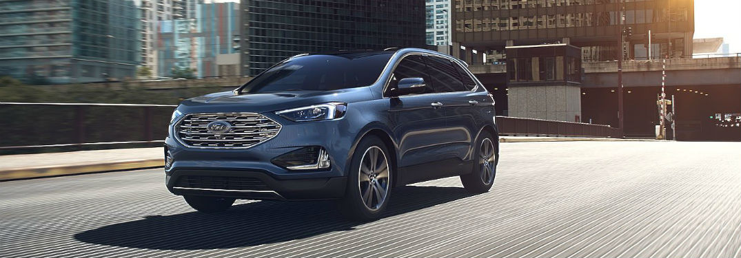 2019 Ford Edge exterior front fascia and drivers side on city road