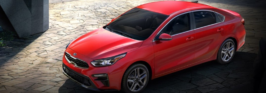 2020 Kia Forte red paint shot from above showing top, front, and driver side
