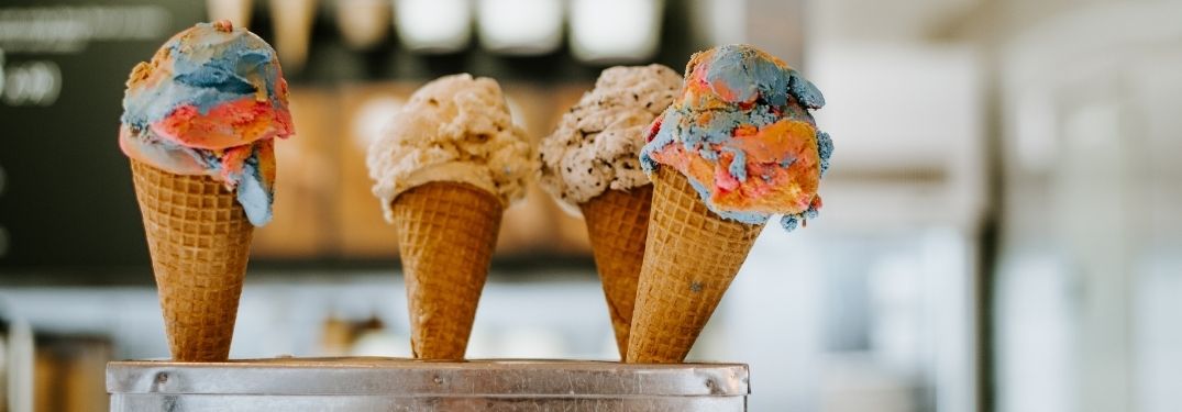Ice cream cones in a shop