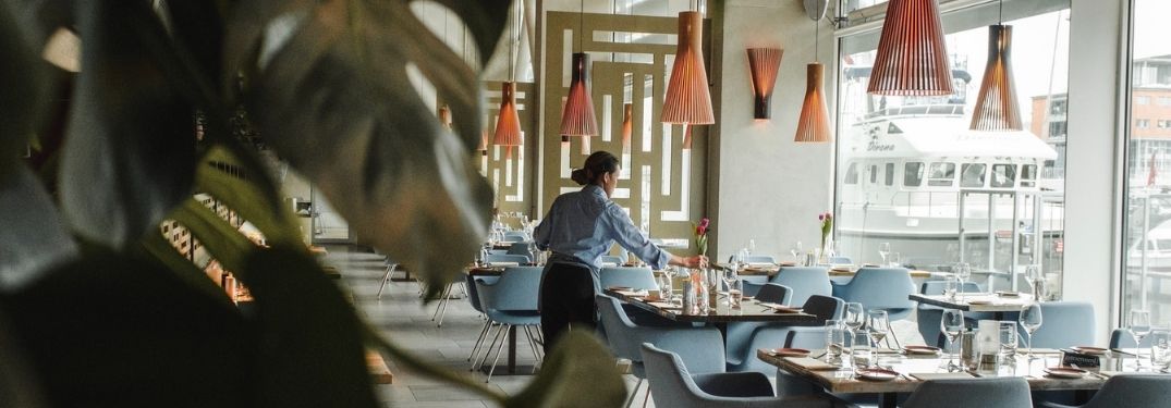 The ambience in a vegan restaurant