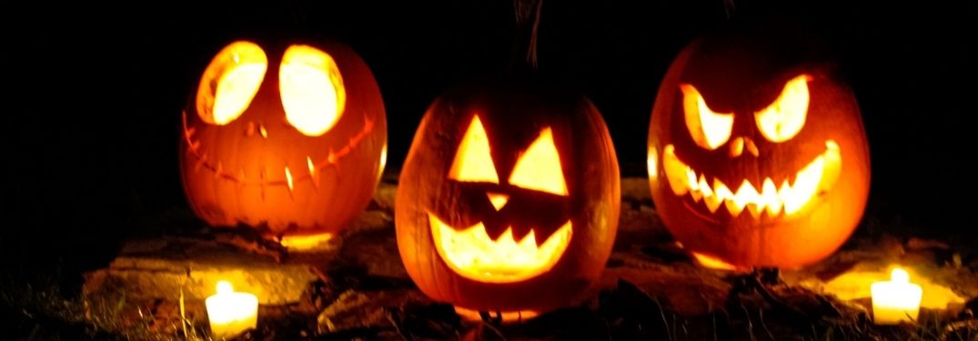 Three Halloween Spooky Pumpkins