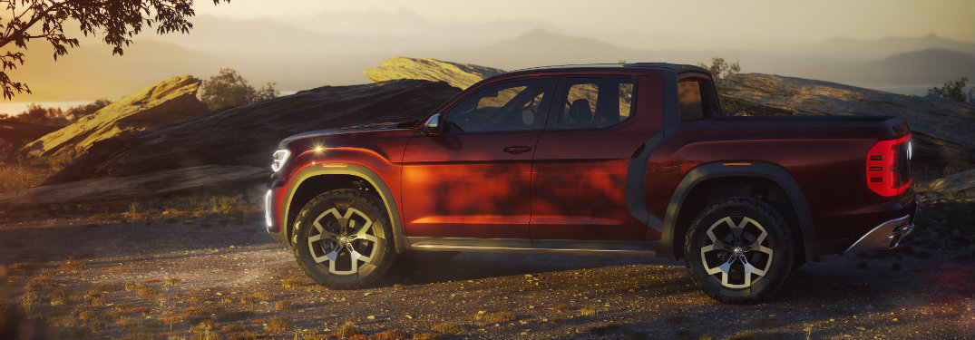 Red VW Atlas Tanoak pickup truck concept