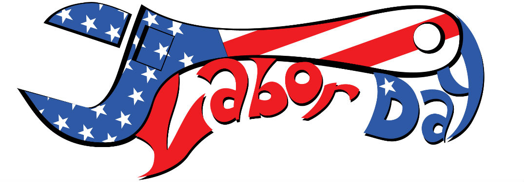 American flag colored wrench with Labor Day underneath