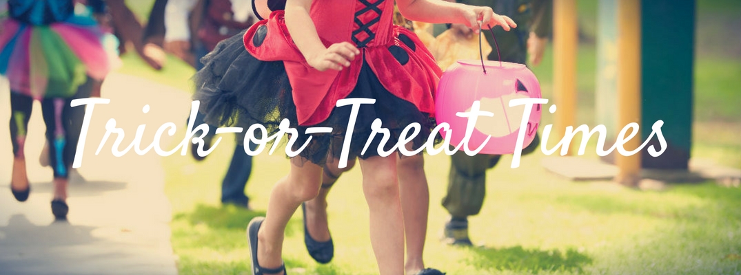 Trick or treat times with kids in costume