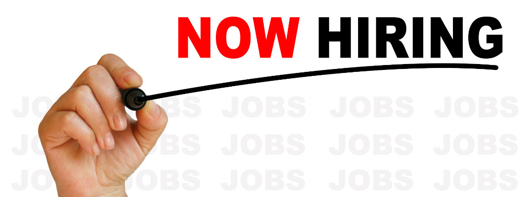 Hand writing "Now Hiring"