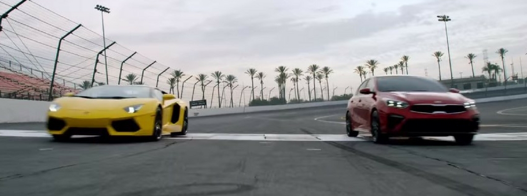 2019 Kia Forte vs Lamborghini Aventador on race track