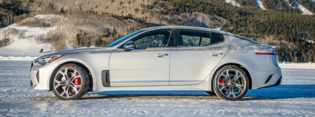 2018 Kia Stinger Side View of White Exterior Paint Color