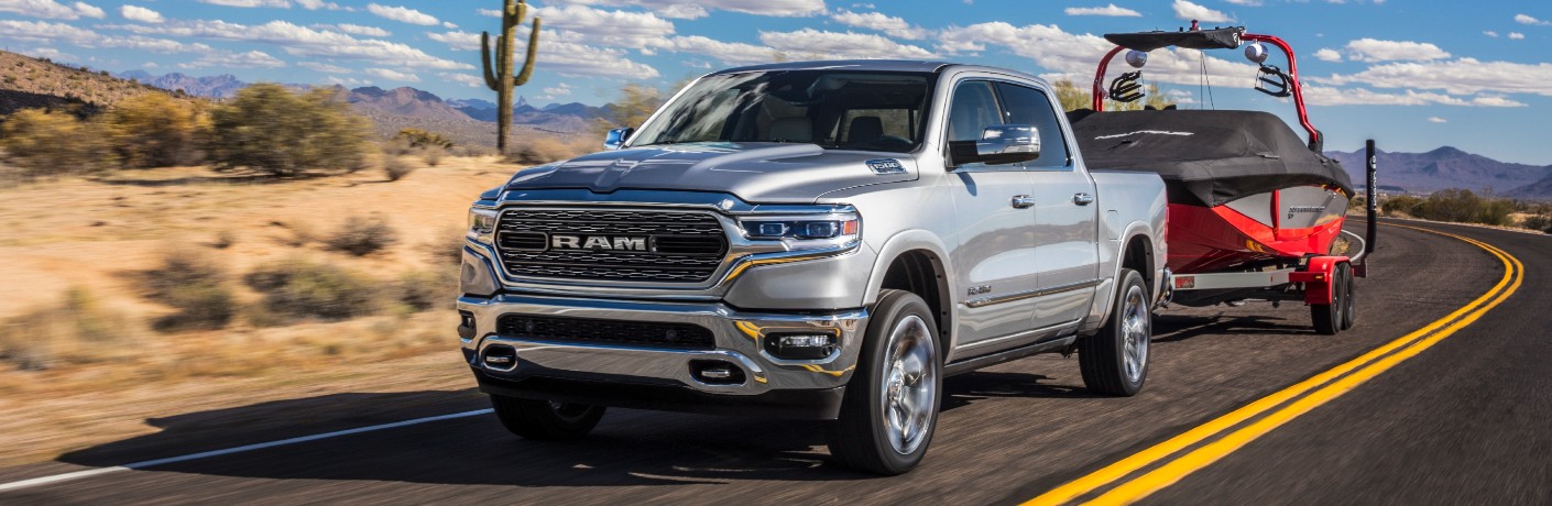 2021 Ram 1500 towing a boat