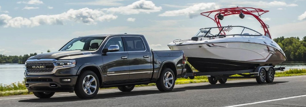 2021 Ram 1500 towing a boat