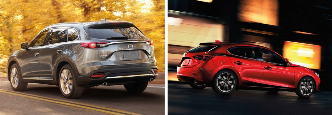 2018 mazda cx-3 driving rear and side view