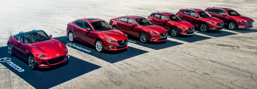 overhead view of 2018 mazda lineup